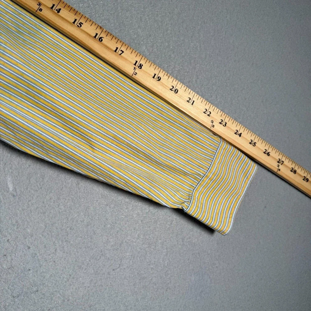 Banana Republic Pearl‎ Snap Shirt Mens Medium Slim Fit Yellow Stripes Comfort
